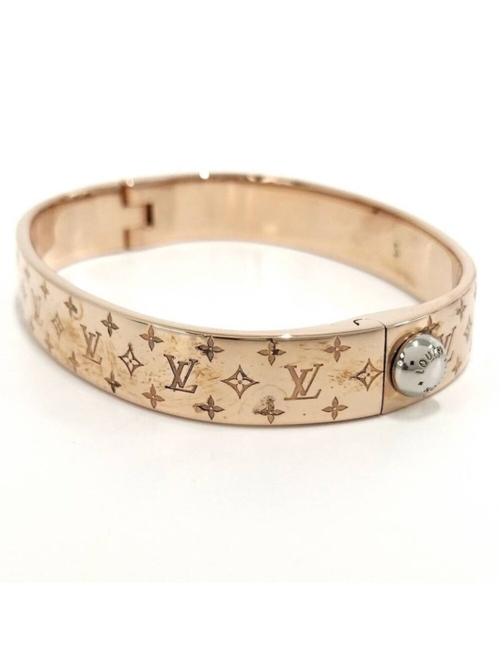 Louis Vuitton Cuff Nanogram Bracelet S Size Plated Silver Pink